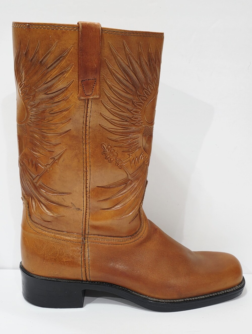 Camel Filters AMERICAN EAGLE Brown Leather Boot Joe Western Vintage Men 9 D Used
